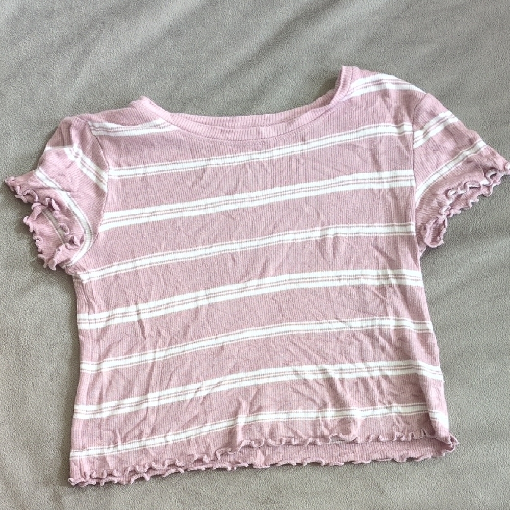 SO Pink and White Striped Crop Top